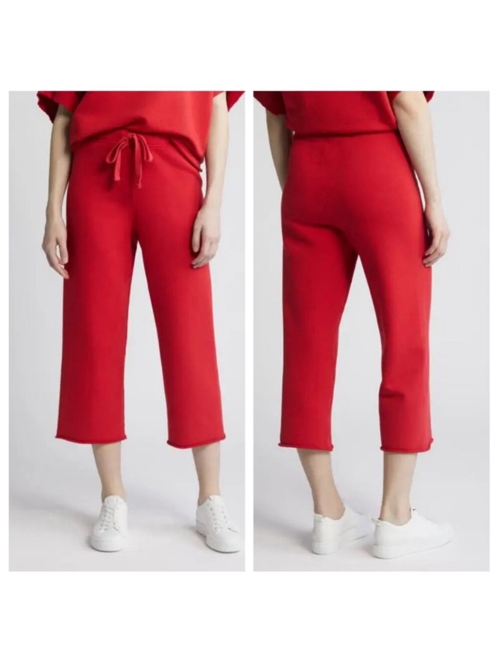 NWOT Frank & Eileen Catherine Favorite Red Cotton Crop Sweatpants Sz L - Picture 5 of 16